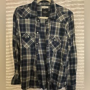 American Eagle Plaid Snap Button Flannel
